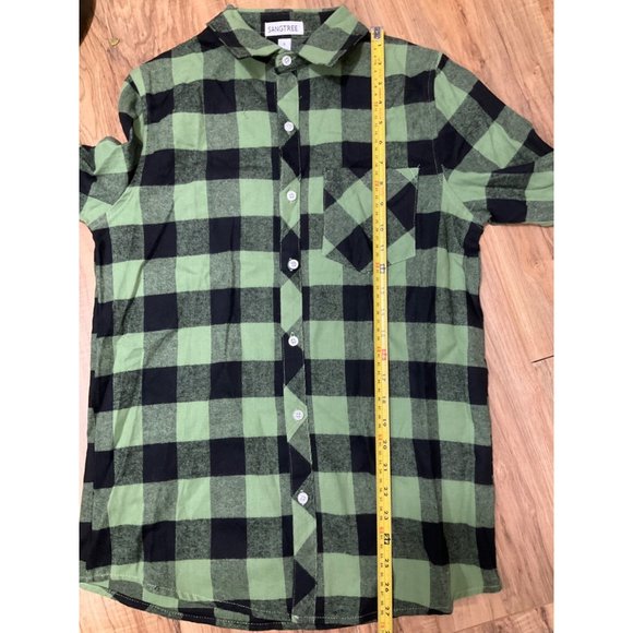 NWB SANGTREE Mens Long Sleeve Flannel Plaid Button Olive Green shirt -Small - Picture 6 of 8